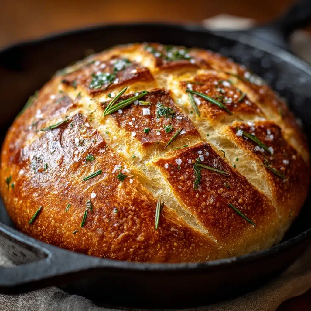Rustic No-Knead Rosemary Garlic Bread Recipe - Recipe Image
