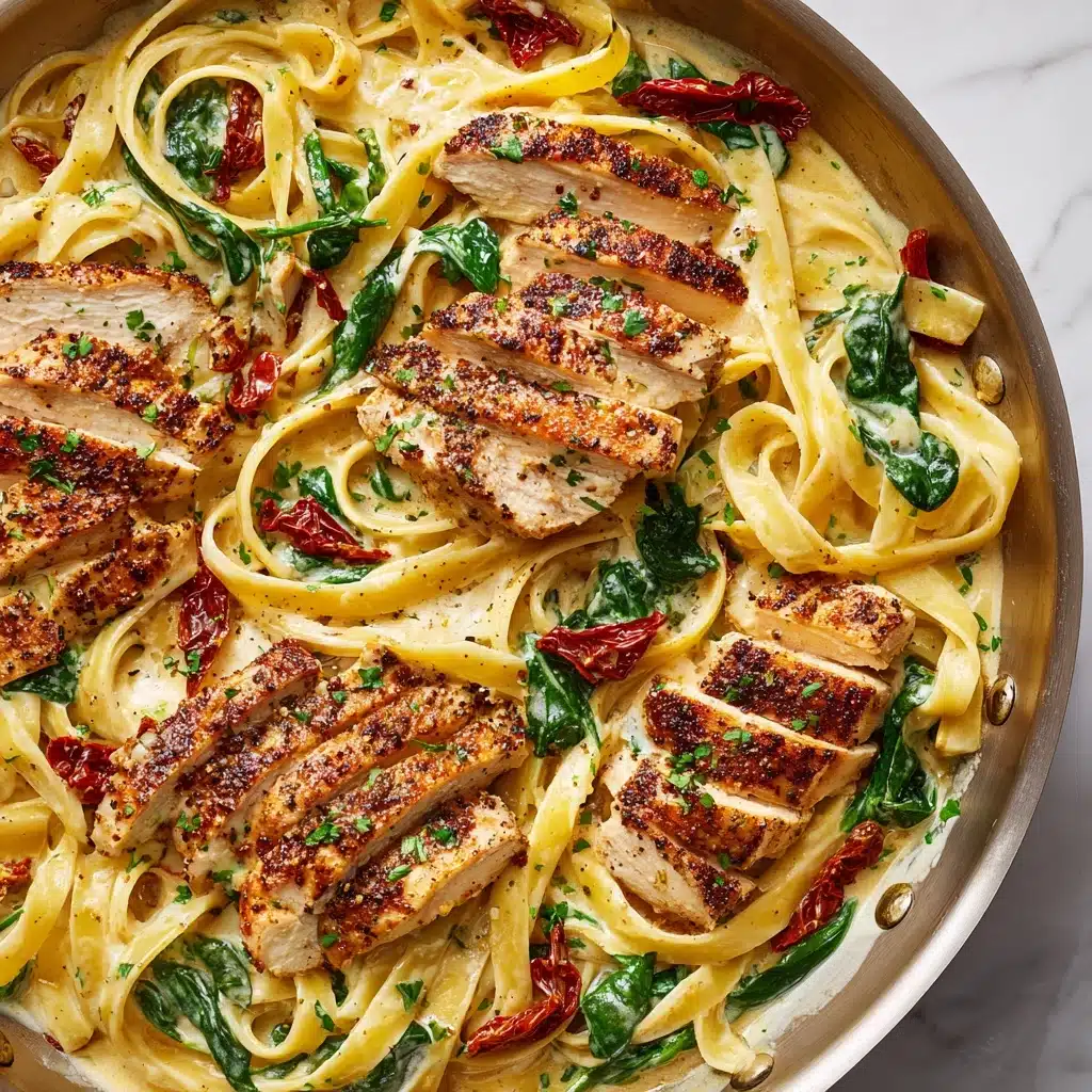 Creamy Chicken Pasta with Spinach and Sun-Dried Tomatoes Recipe - Recipe Image