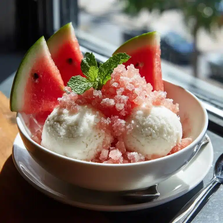 Fresh Mint Ice Cream with Salted Watermelon Granita Recipe