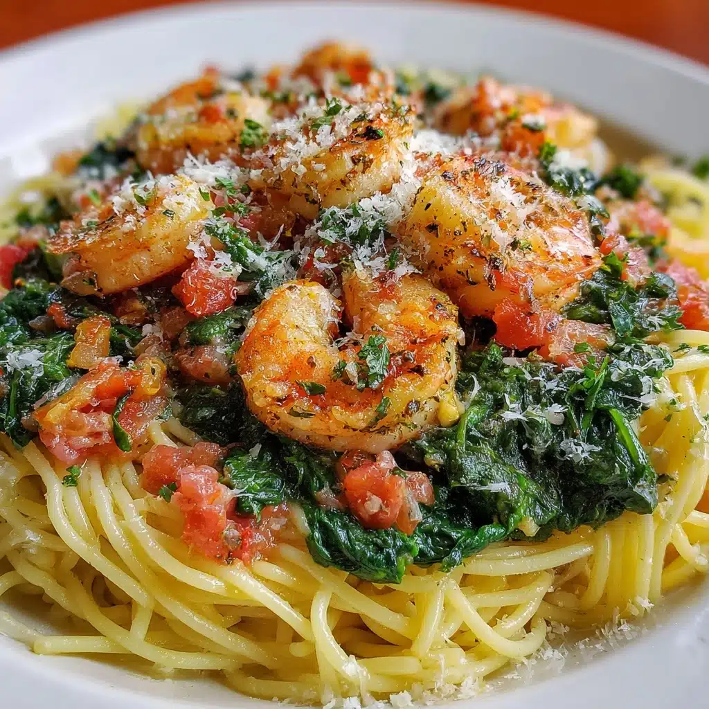 Tomato Spinach Shrimp Pasta Recipe - Recipe Image