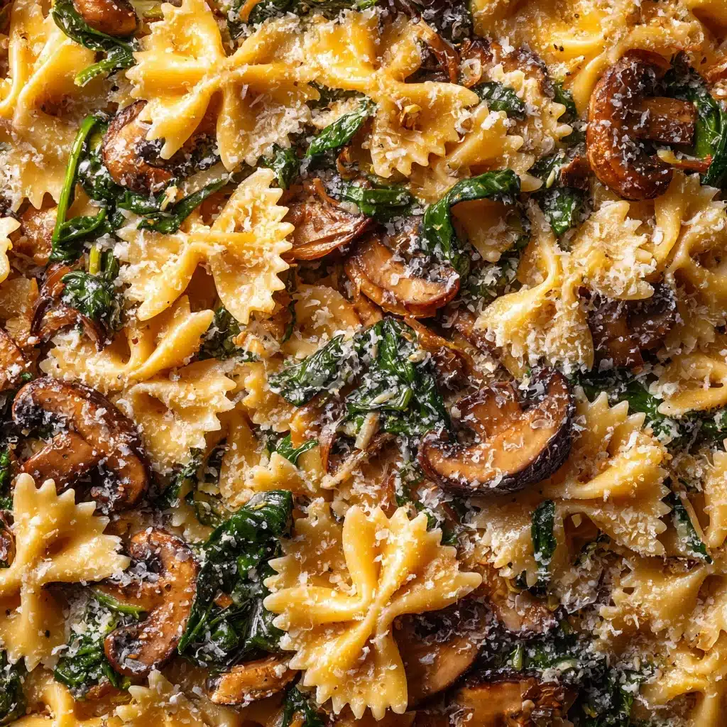 Parmesan Spinach Mushroom Pasta Skillet Recipe - Recipe Image