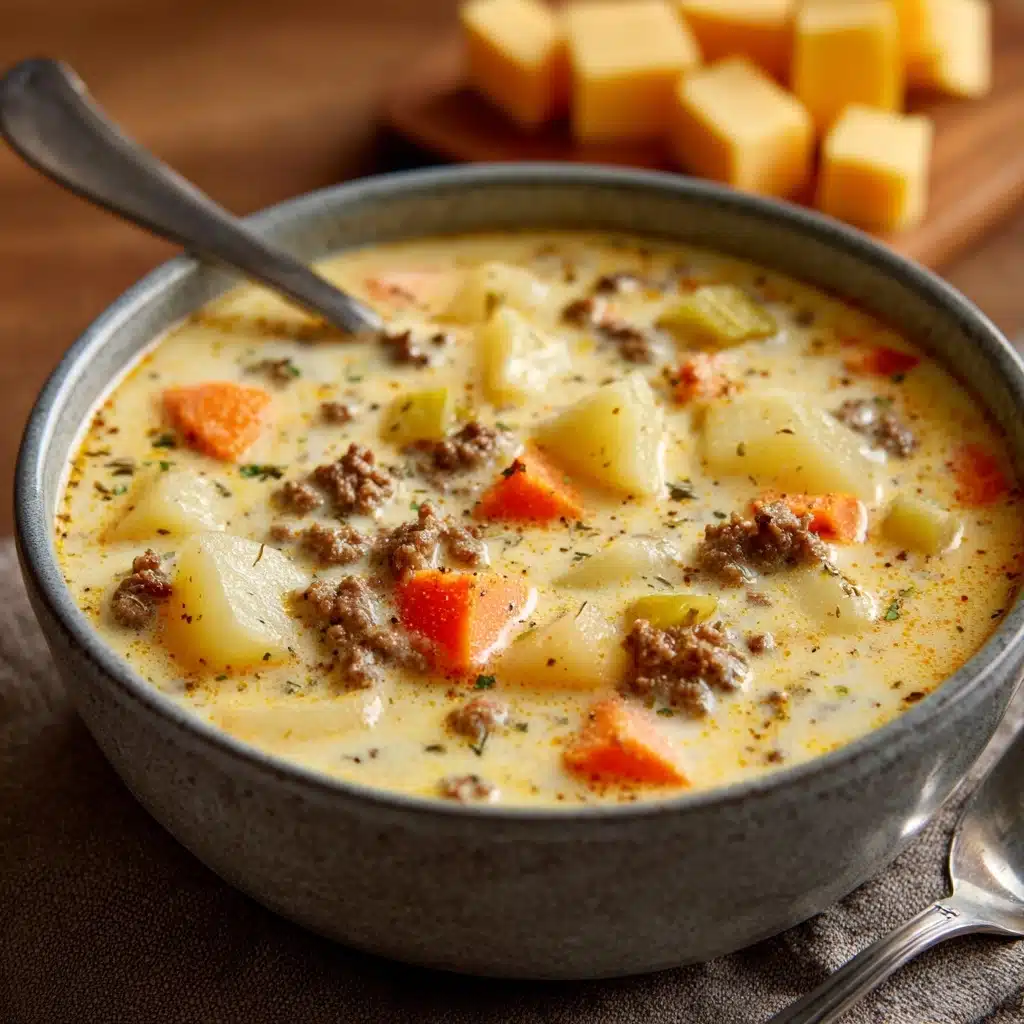 Easy Slow Cooker Cheeseburger Soup Recipe