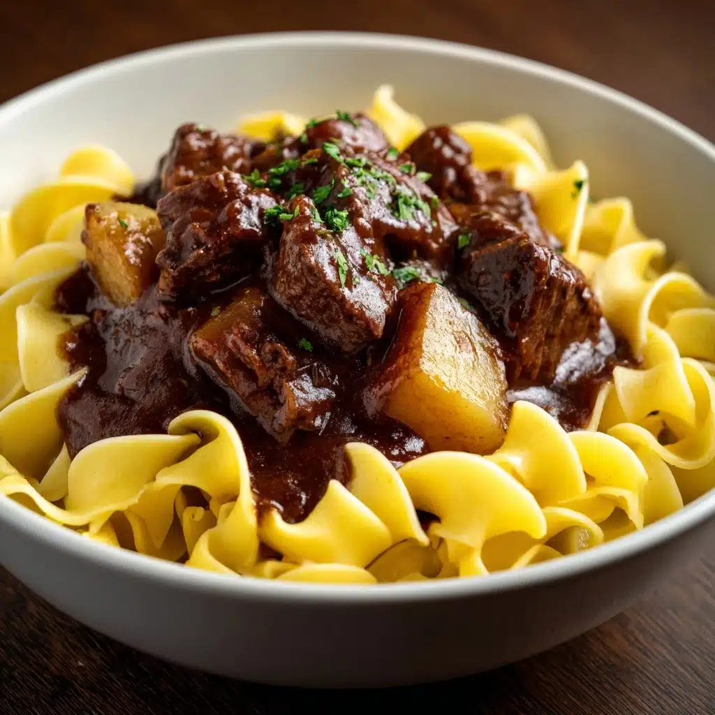 Savory Beef Tips with Buttery Noodles Recipe - Recipe Image