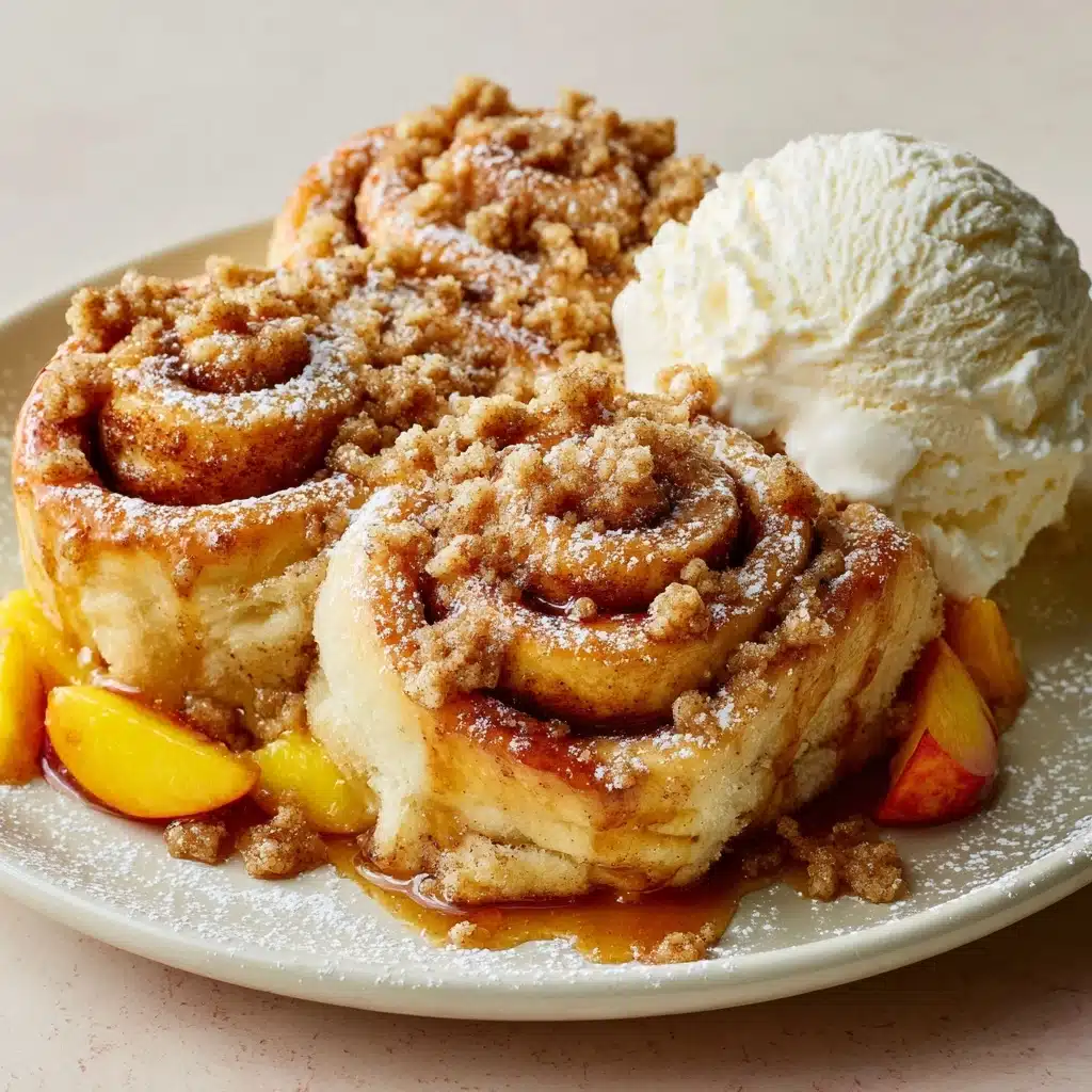 Peach Cobbler Cinnamon Rolls Recipe - Recipe Image