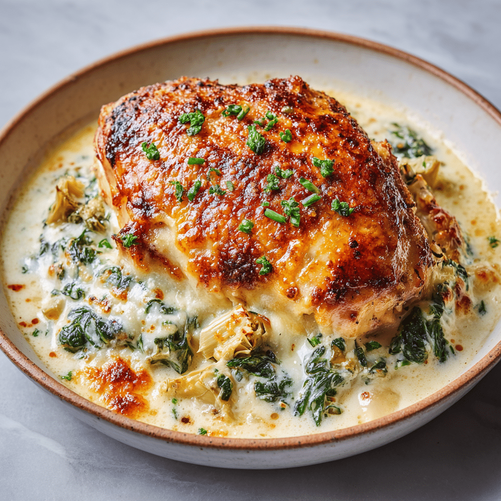 Lazy Spinach Artichoke Baked Chicken Recipe - Recipe Image