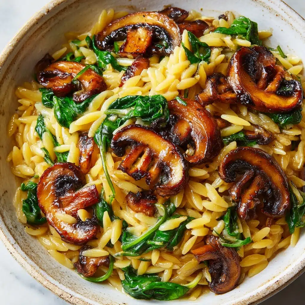 Easy Orzo Pasta with Mushrooms & Spinach Recipe - Recipe Image