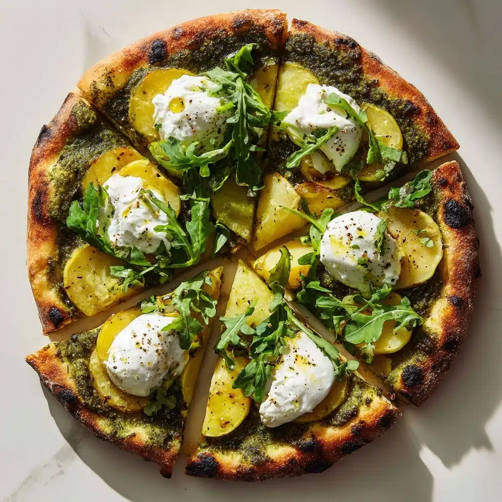 Artichoke Pesto and Burrata Pizza with Lemony Arugula Recipe - Recipe Image