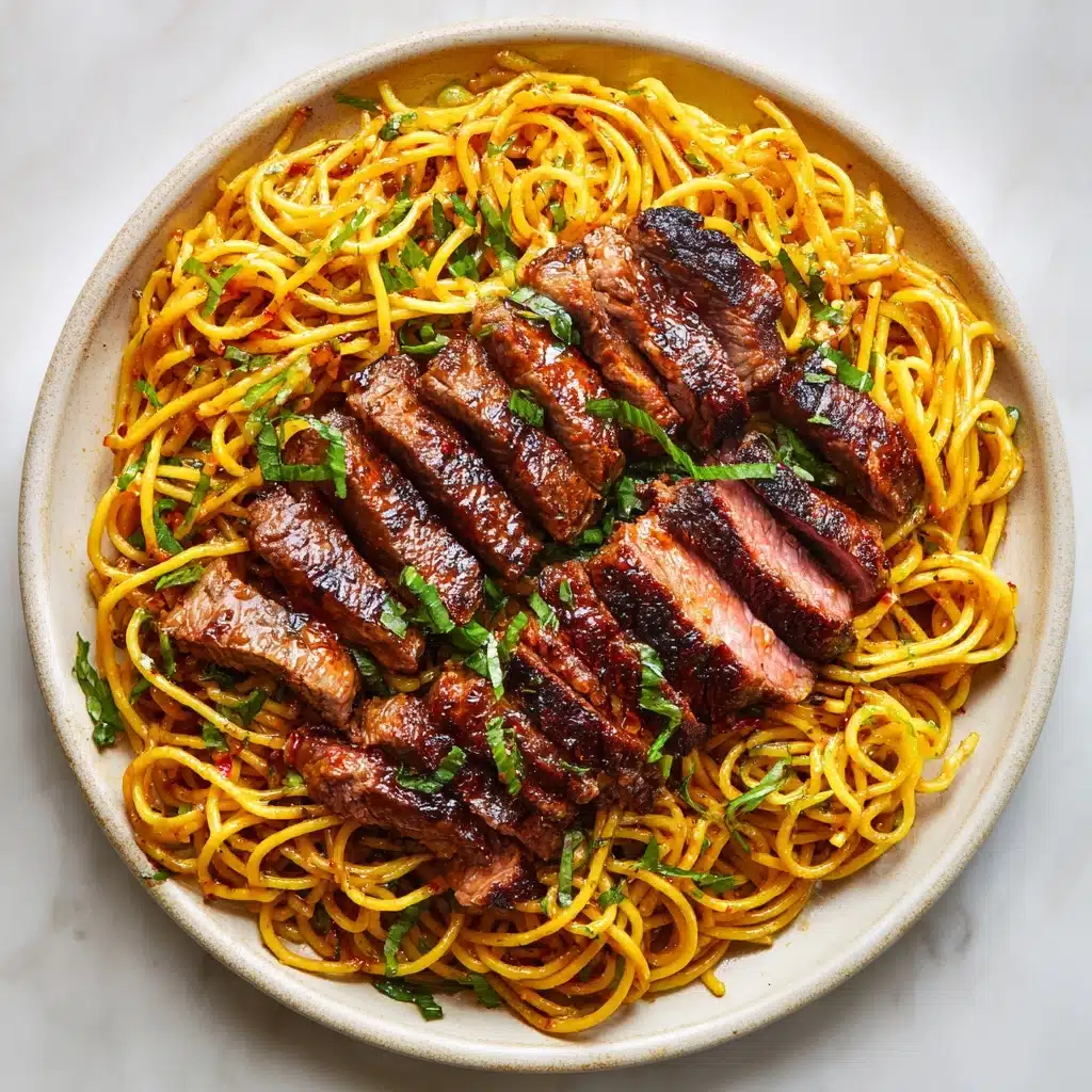 Garlic Butter Steak Lightning Noodles Recipe - Recipe Image