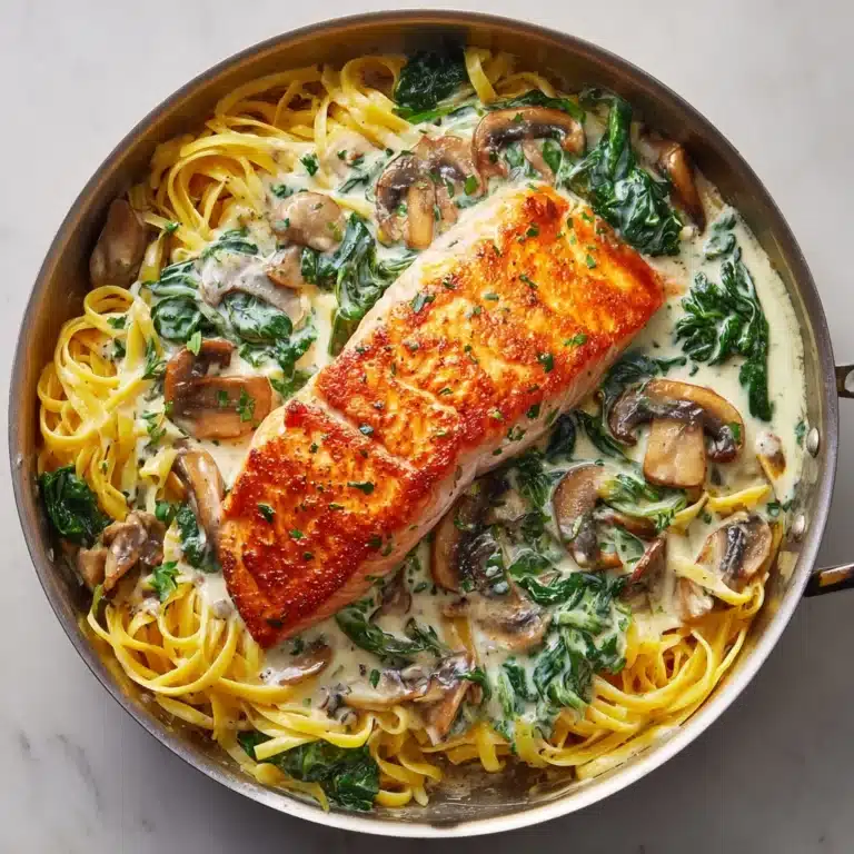 Creamy Salmon Florentine with Spinach and Mushrooms Recipe
