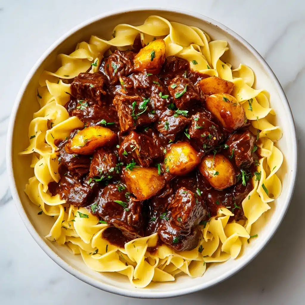 Savory Beef Tips with Buttery Noodles Recipe - Recipe Image