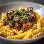 Sticky Honey Garlic Steak and Rotini Recipe