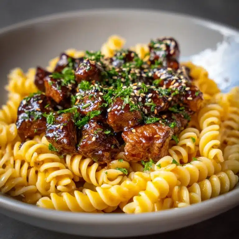 Sticky Honey Garlic Steak and Rotini Recipe