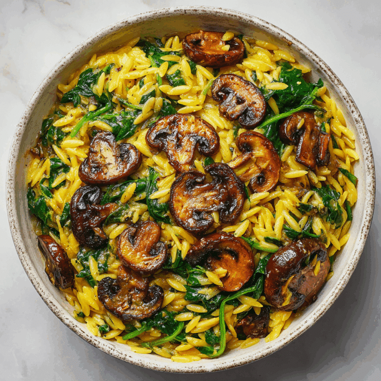 Easy Orzo Pasta with Mushrooms & Spinach Recipe