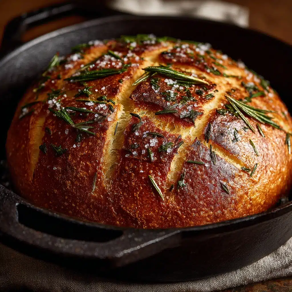 Rustic No-Knead Rosemary Garlic Bread Recipe - Recipe Image