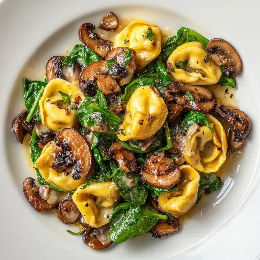 Creamy Spinach Mushroom Tortellini with Caramelized Onions Recipe - Recipe Image