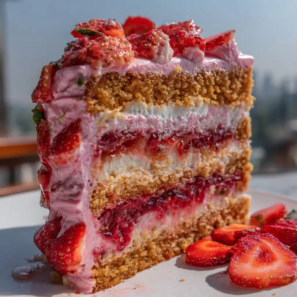 Strawberry Honeybun Cake with Strawberry Cream Icing Recipe
