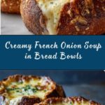Creamy French Onion Soup Baked in Bread Bowls Recipe