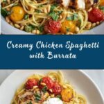 Chicken Spaghetti with Burrata and Lemon Butter Garlic Sauce Recipe
