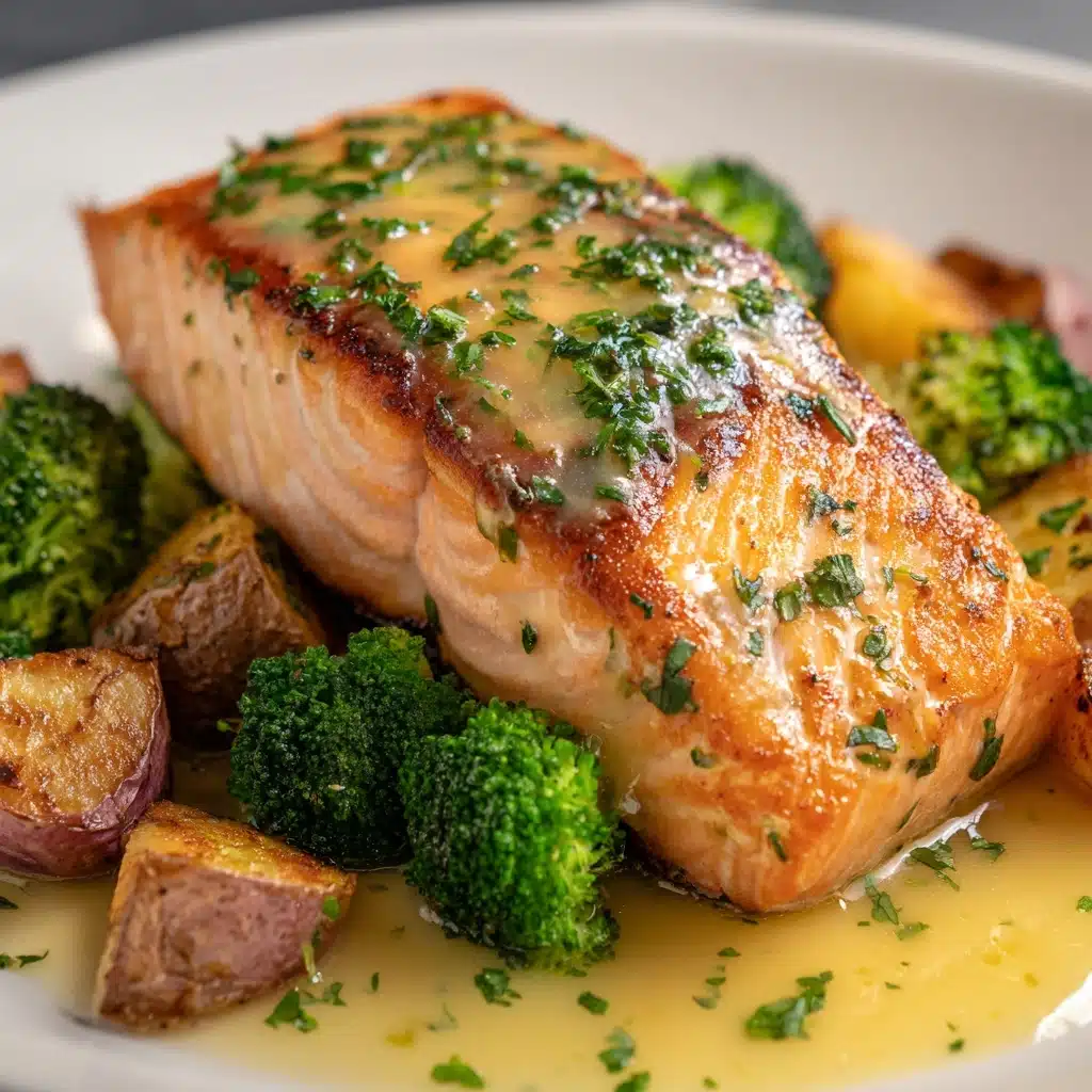 Lemon Butter Salmon with Crispy Potatoes and Broccoli Recipe - Recipe Image