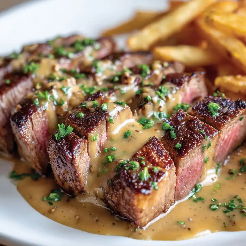 Juicy Steak with Creamy Garlic Sauce Recipe - Recipe Image