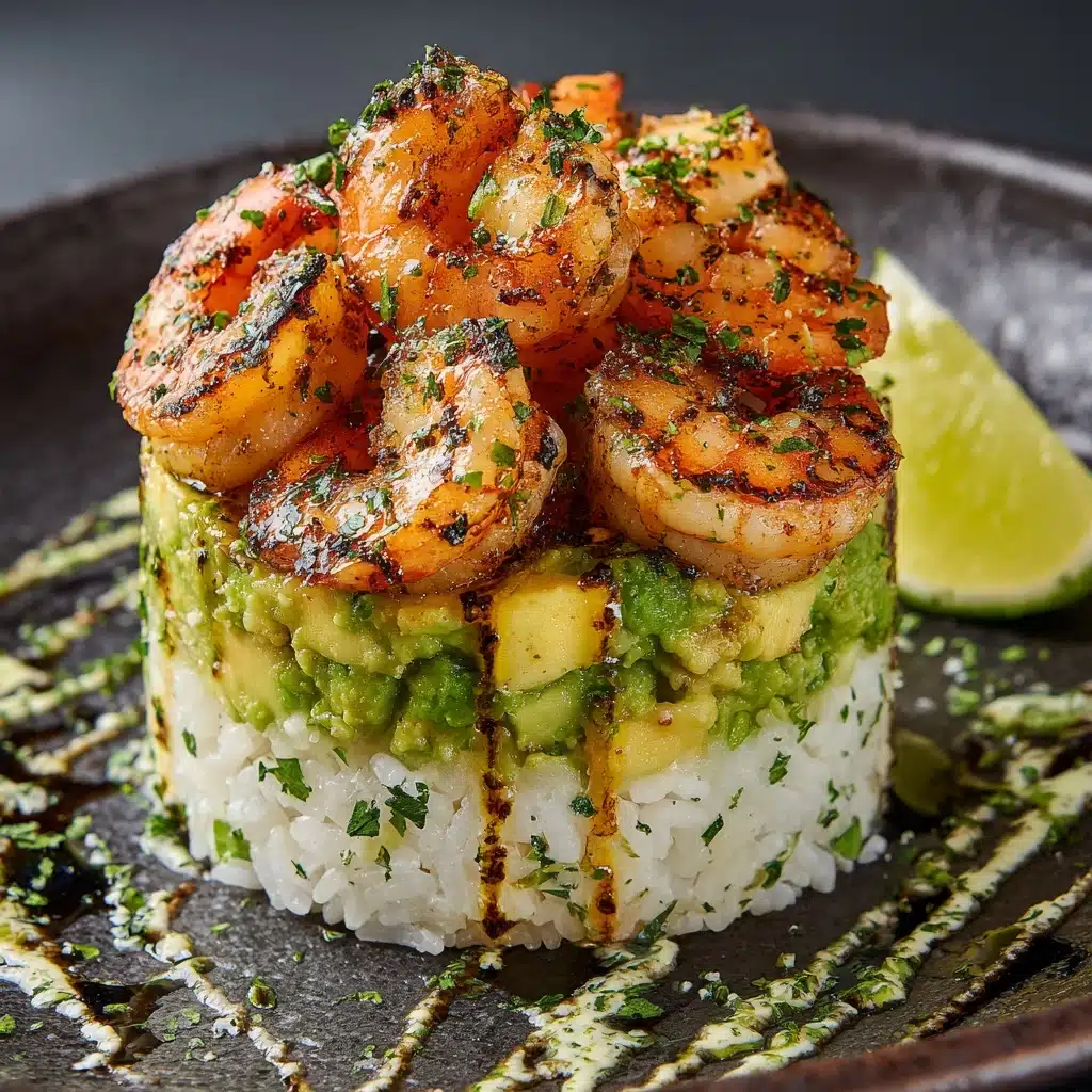 Honey Lime Shrimp & Avocado Rice Stack Recipe - Recipe Image