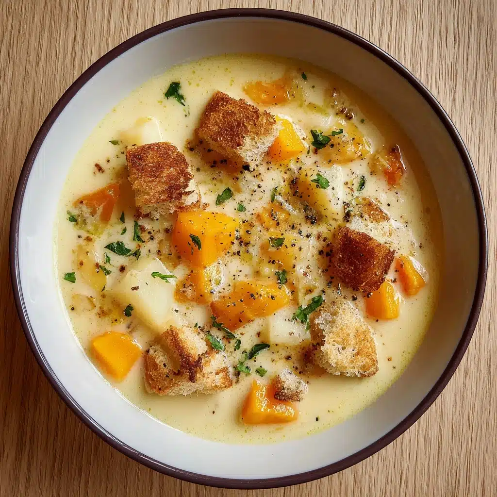 Creamy Vegetable Soup with Croutons Recipe - Recipe Image