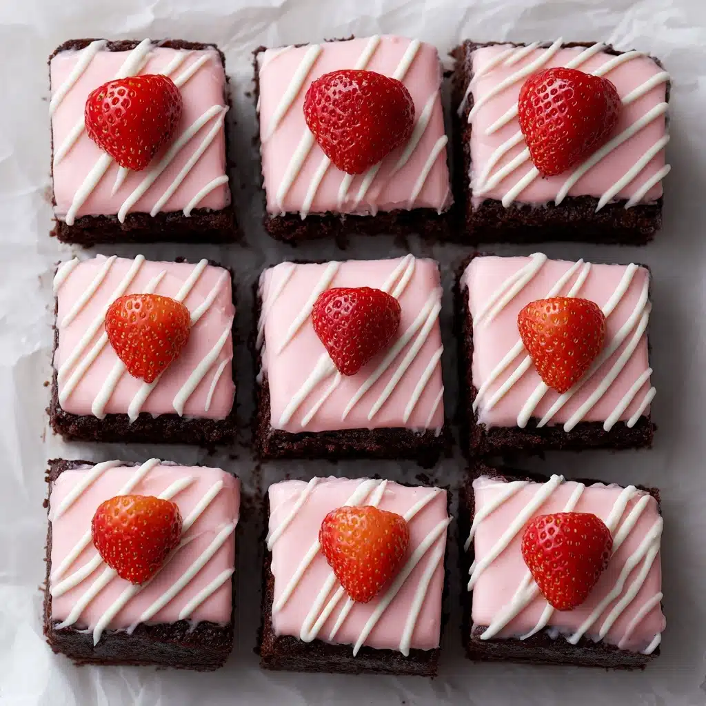 Strawberry Frosted Heart Shaped Brownies Recipe - Recipe Image