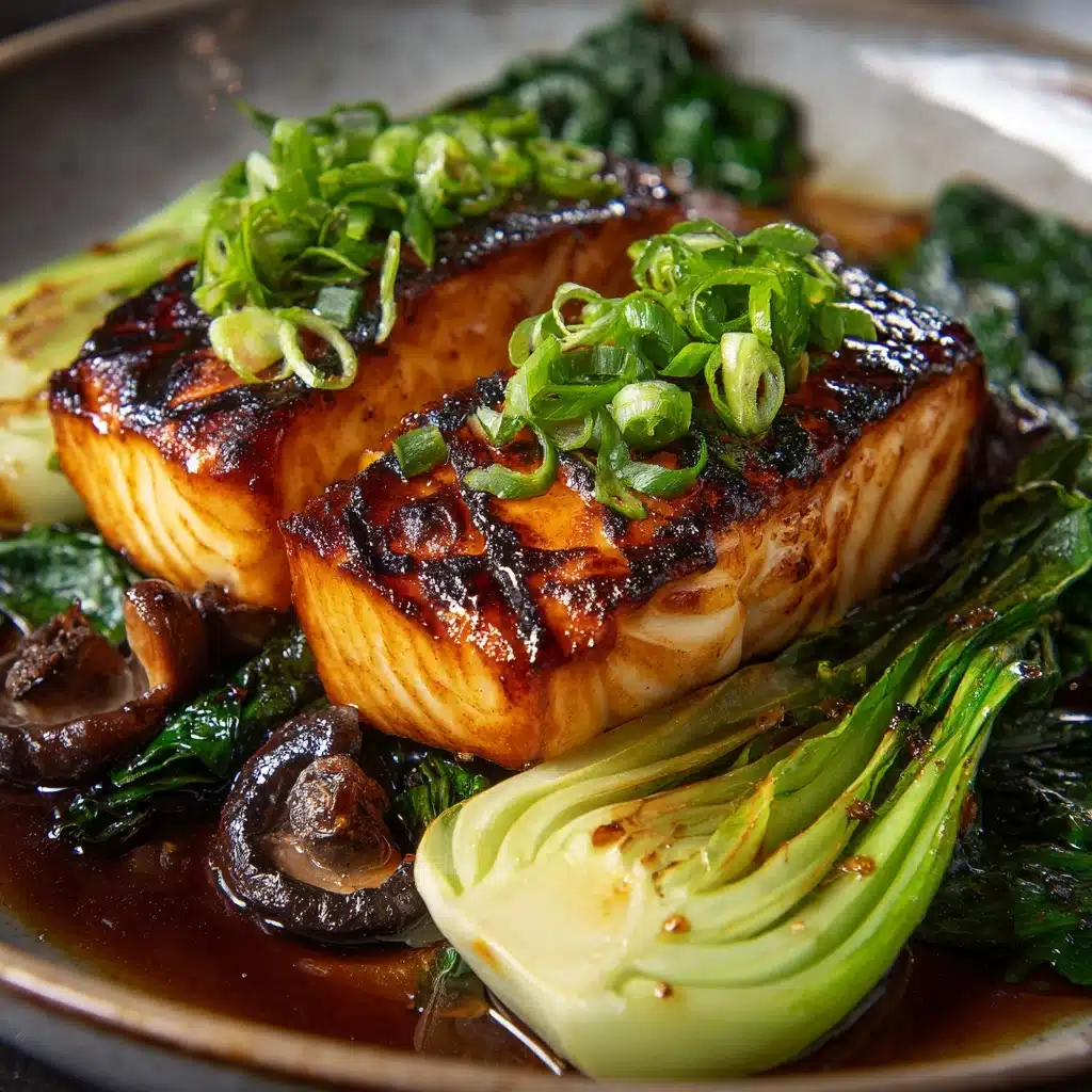 Miso Glazed Black Cod on Baby Bok Choy and Shiitake Mushrooms Recipe - Recipe Image
