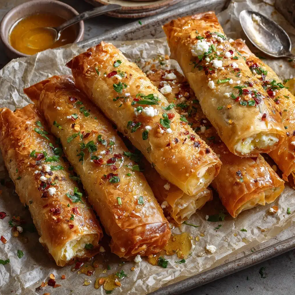 Oven-Fried Feta Rolls with Chili Honey for a Perfect Snack Recipe - Recipe Image