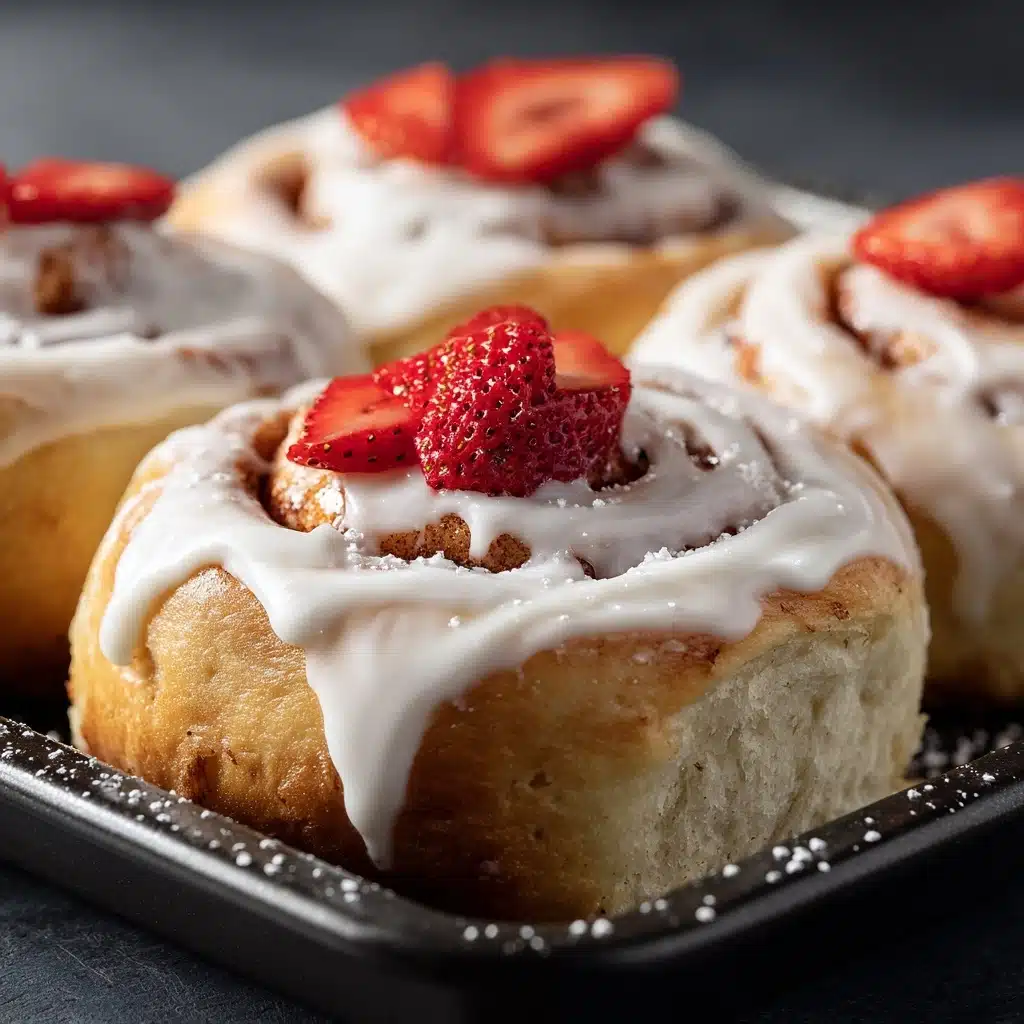 Strawberry and Cream Cinnamon Rolls with Strawberry Filling Recipe - Recipe Image