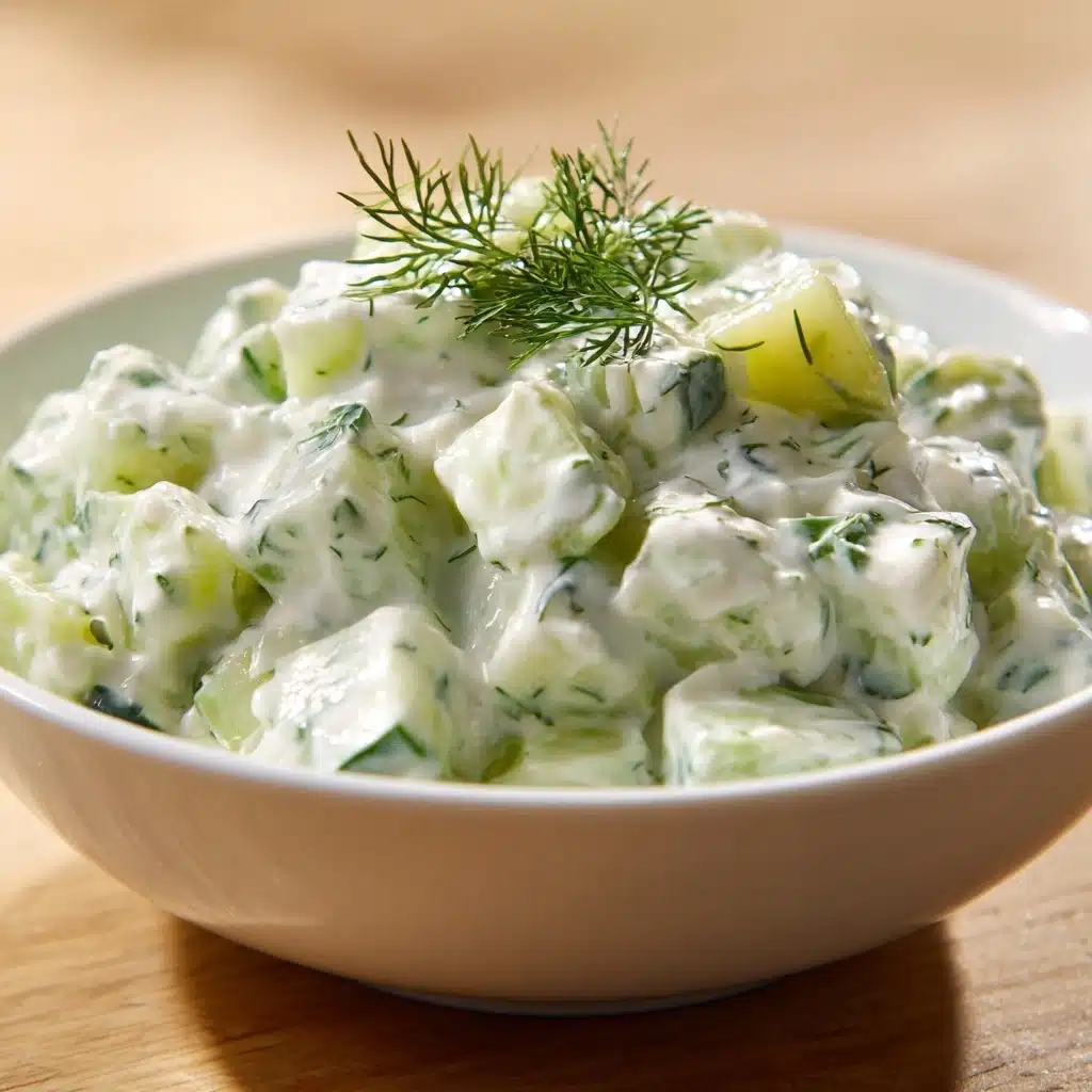 an Cucumber Salad with a Creamy Dressing Recipe - Recipe Image