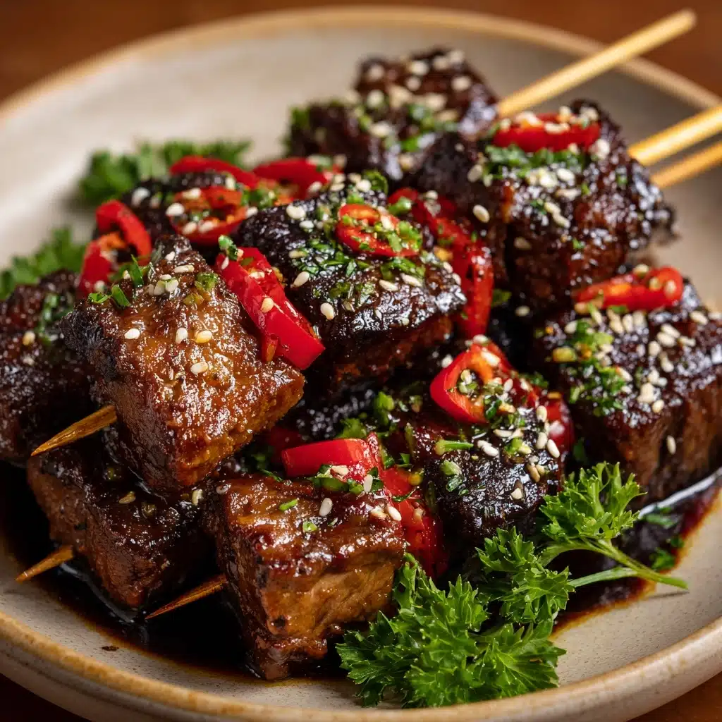 Asian Garlic Steak Skewers Recipe - Recipe Image