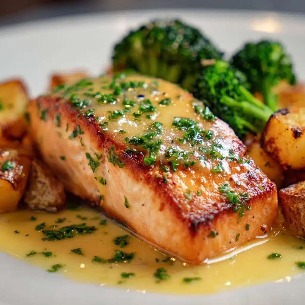Lemon Butter Salmon with Crispy Potatoes and Broccoli Recipe