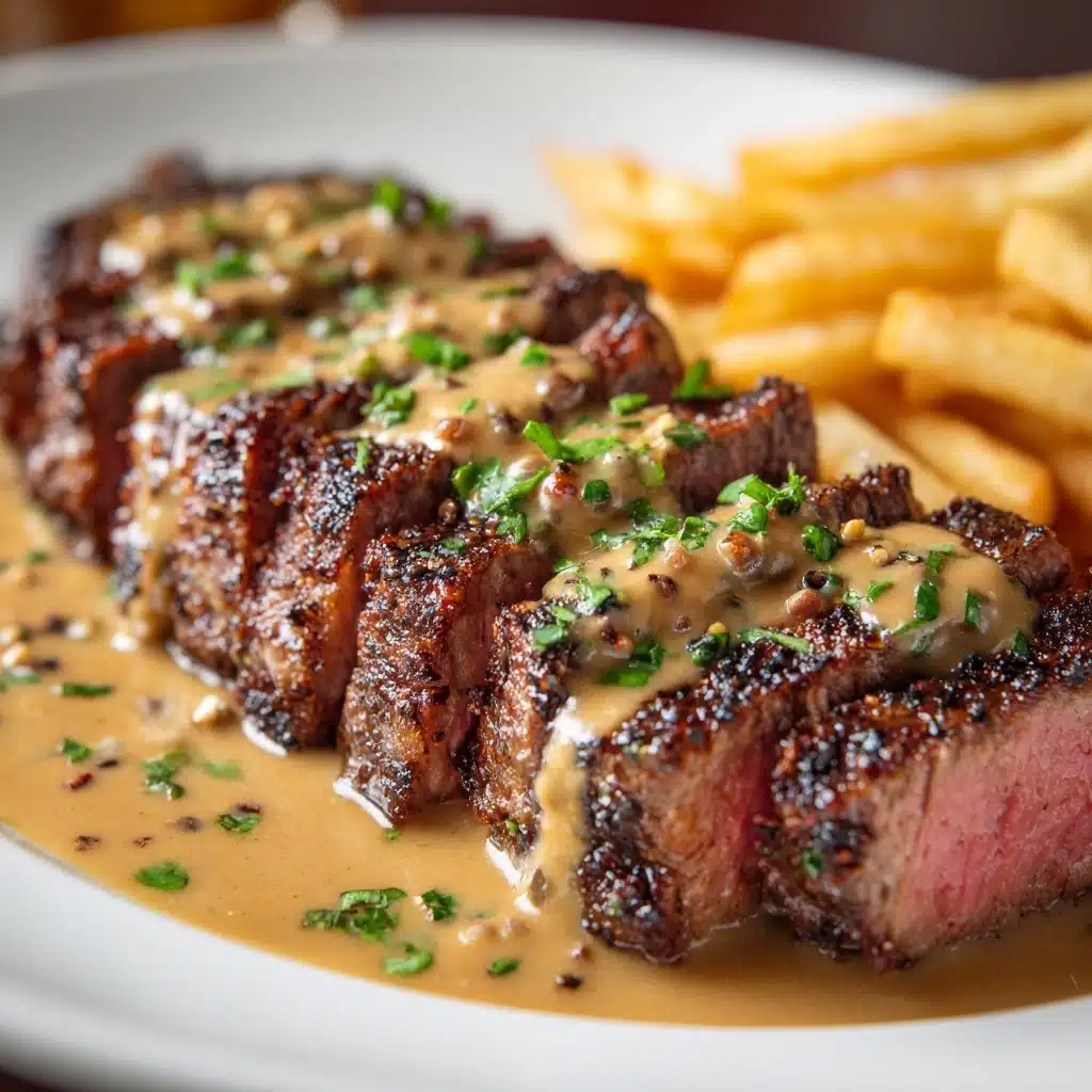 Juicy Steak with Creamy Garlic Sauce Recipe - Recipe Image
