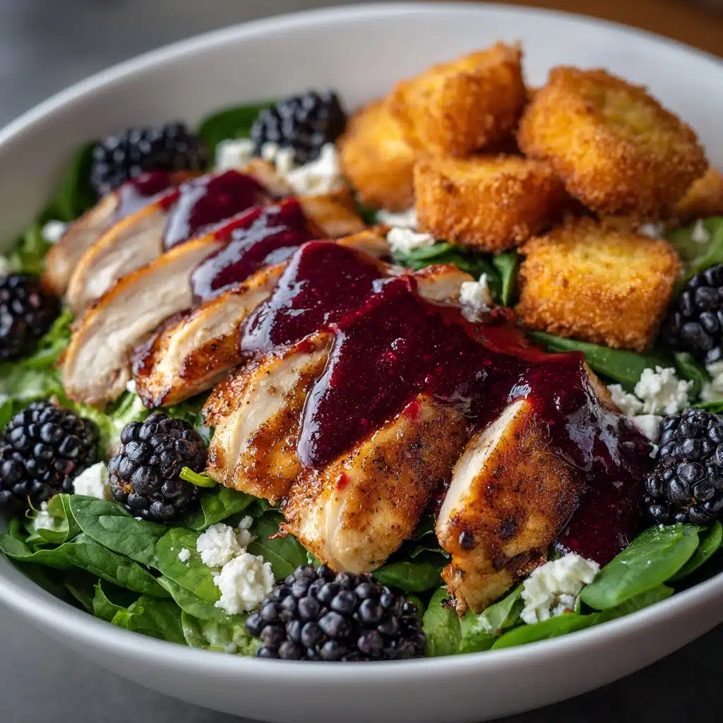 Blackberry Balsamic Grilled Chicken Salad with Crispy Fried Goat Cheese Recipe