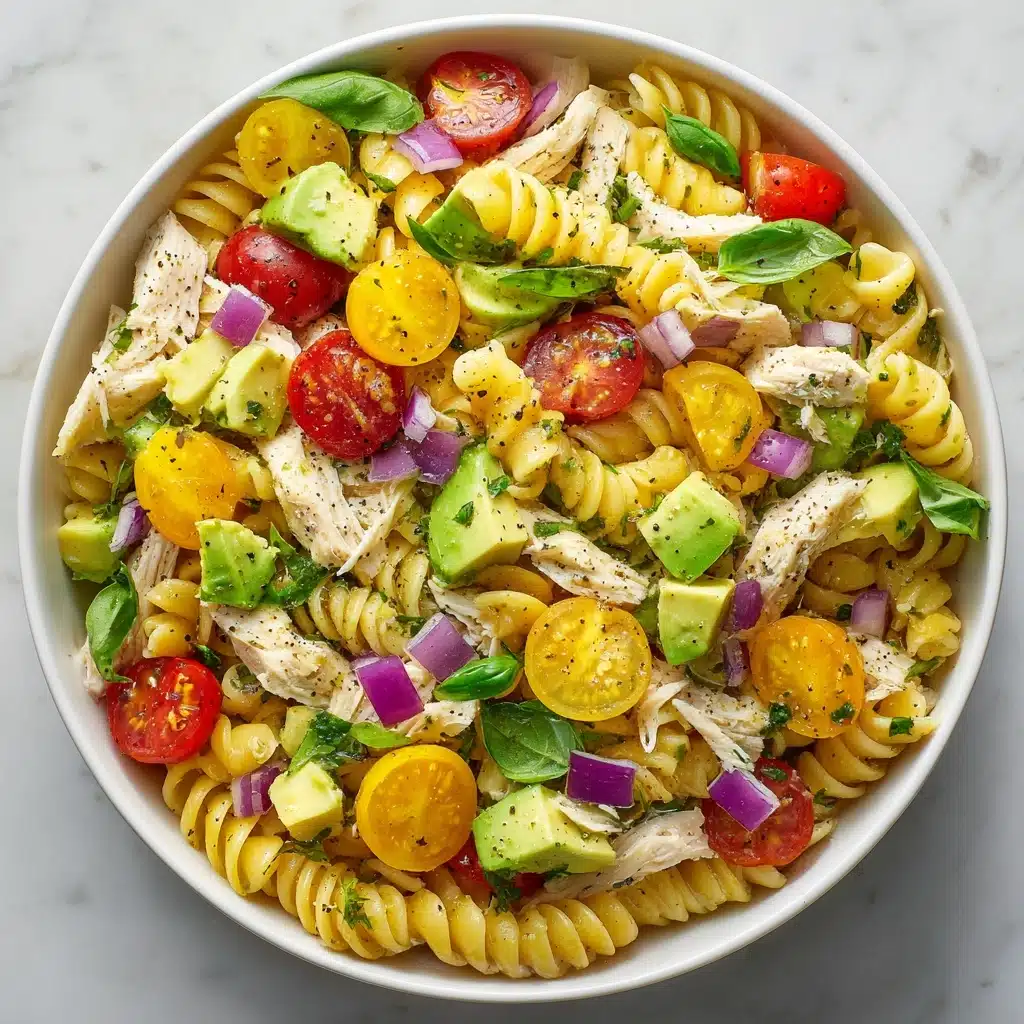 Healthy Chicken Pasta Salad with Avocado, Tomato Recipe - Recipe Image