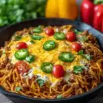 Cheesy Taco Salsa Spaghetti Bake Recipe