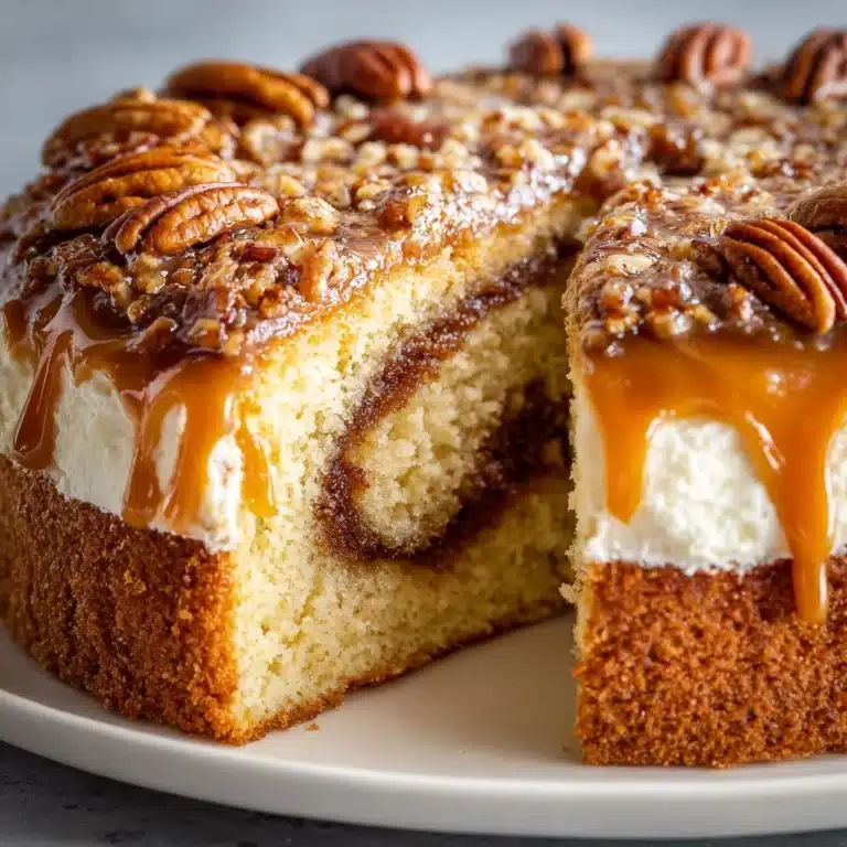 Pecan Caramel Cinnamon Roll Cream Cheese Pound Cake Recipe
