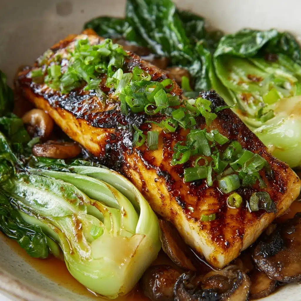 Miso Glazed Black Cod on Baby Bok Choy and Shiitake Mushrooms Recipe - Recipe Image