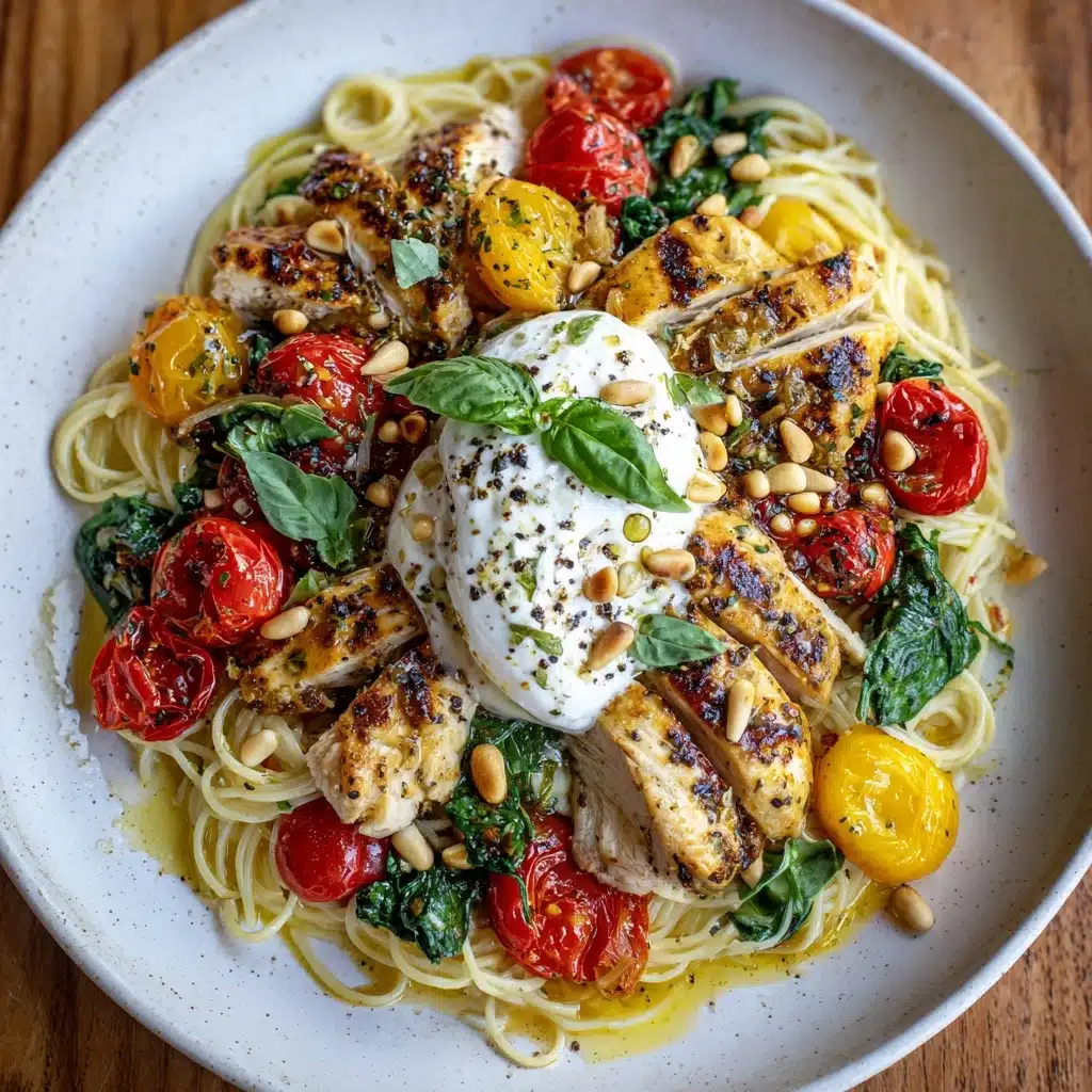 Chicken Spaghetti with Burrata and Lemon Butter Garlic Sauce Recipe