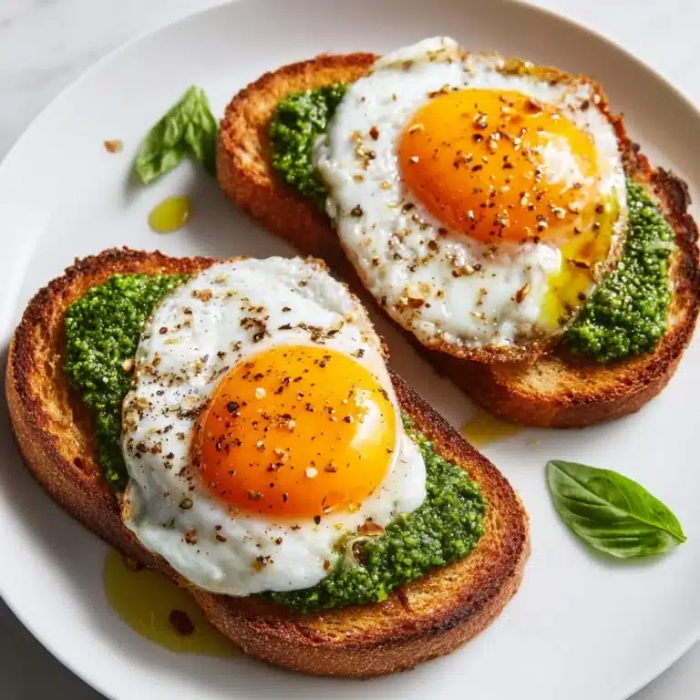 Pesto Eggs on Sourdough Toast with Herbed Goat Cheese Recipe