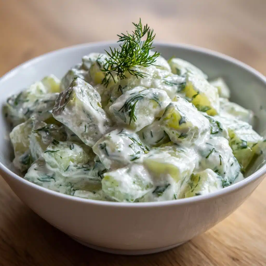 an Cucumber Salad with a Creamy Dressing Recipe - Recipe Image