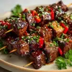 Asian Garlic Steak Skewers Recipe