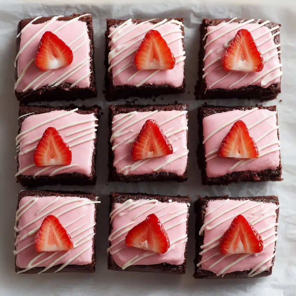 Strawberry Frosted Heart Shaped Brownies Recipe - Recipe Image