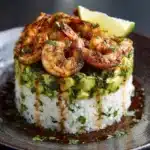 Honey Lime Shrimp & Avocado Rice Stack Recipe