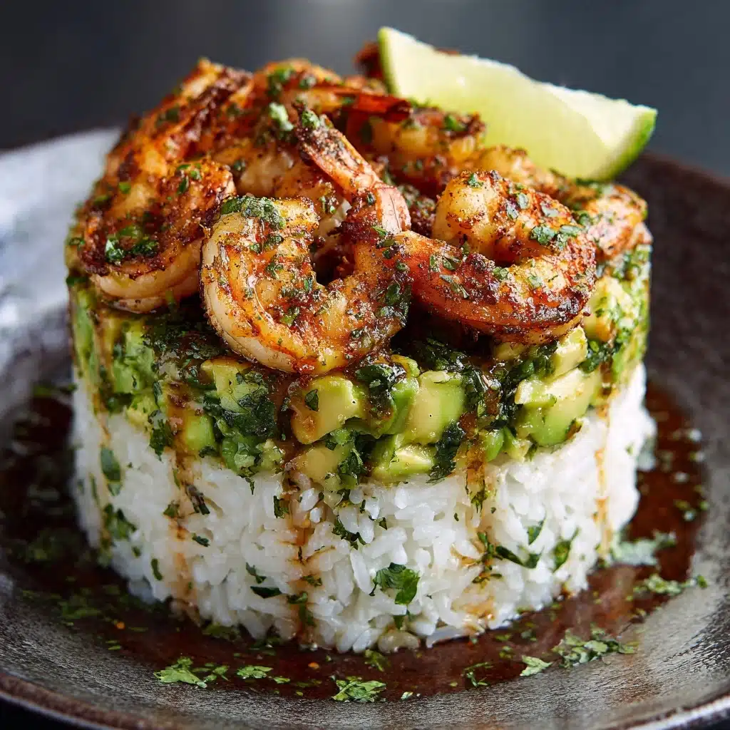 Honey Lime Shrimp & Avocado Rice Stack Recipe - Recipe Image