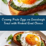 Pesto Eggs on Sourdough Toast with Herbed Goat Cheese Recipe