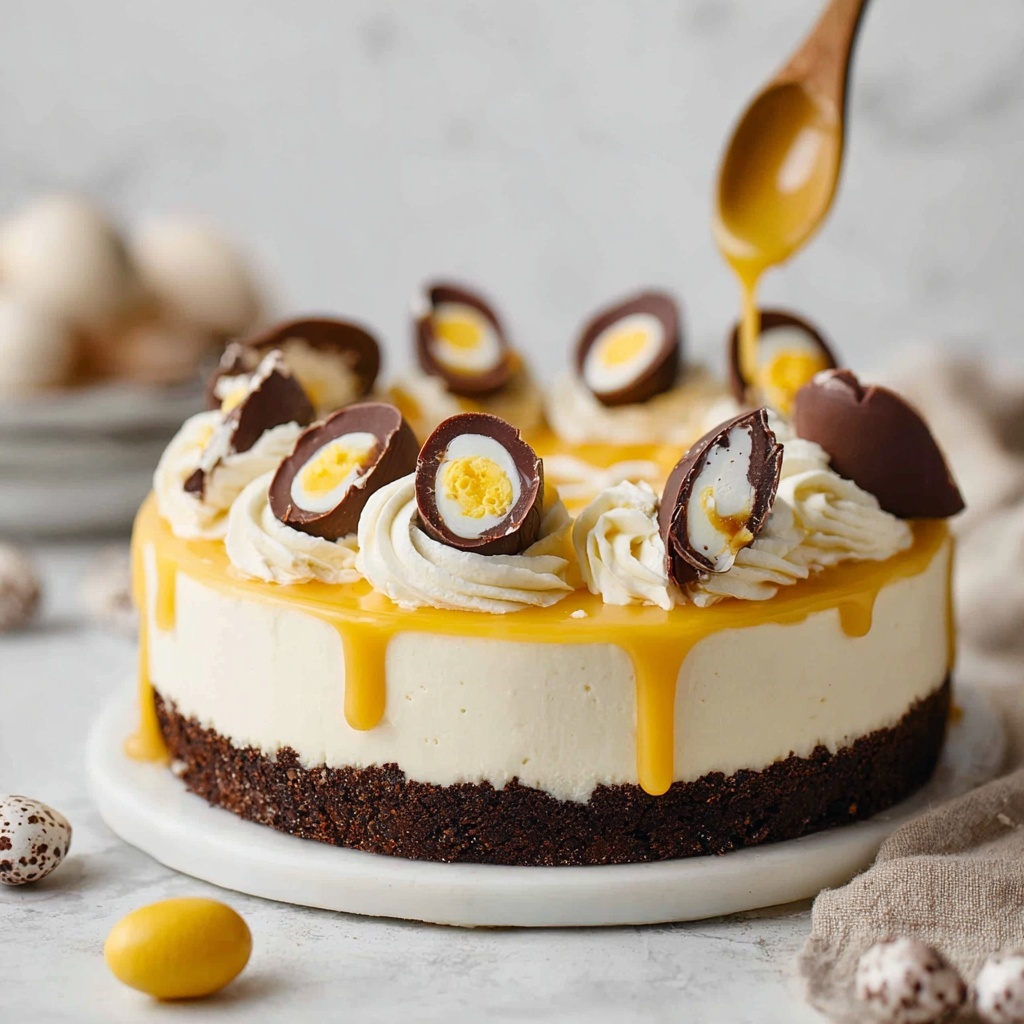Vegan Creme Egg Cheesecake Recipe - Recipe Image