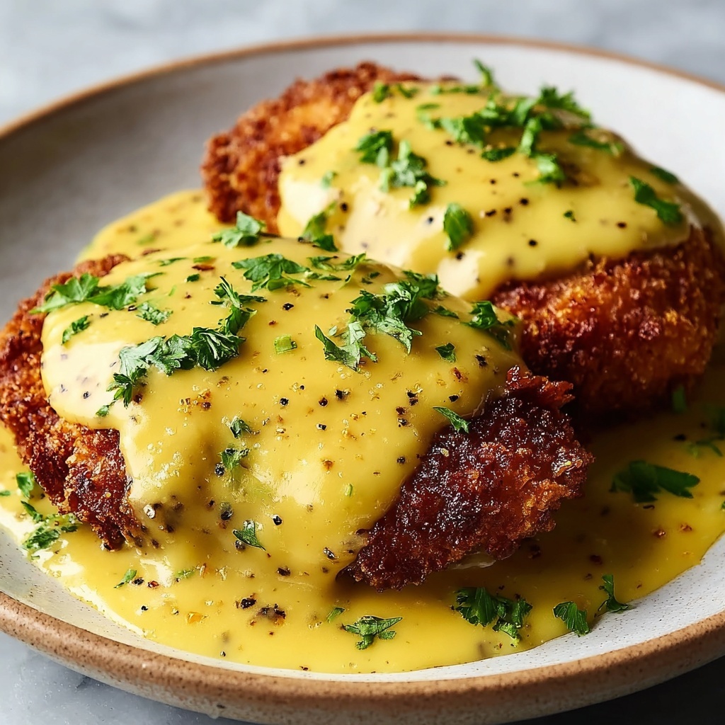 Pretzel-Crusted Chicken with Mustard Cheddar Sauce Recipe - Recipe Image
