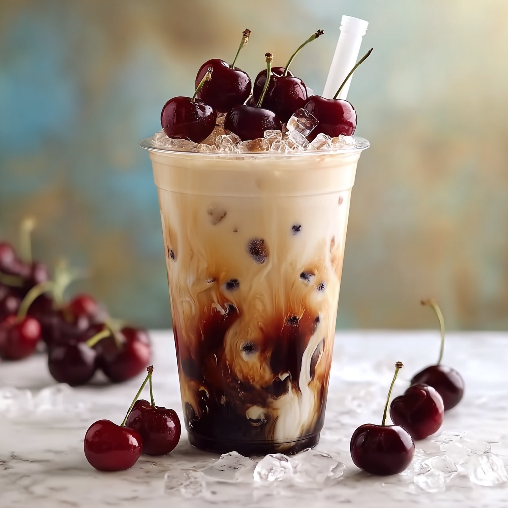 Cherry Vanilla Iced Latte Recipe - Recipe Image